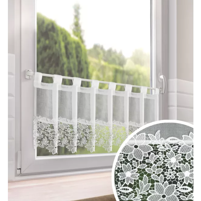 Zazdrostka biała  zdobiona subtelną aplikacją 40x150 cm szelki  - ARTEMIDA