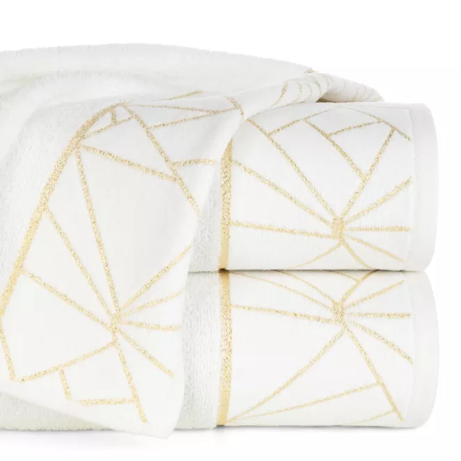 Ręcznik kąpielowy 70x140 cm bawełniany kolor kremowy zdobiony błyszcząca nicią CLEO