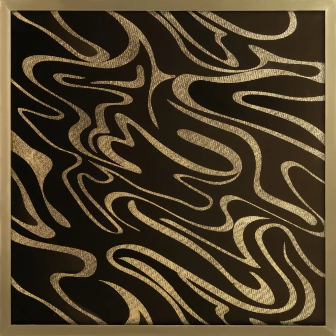 LIMITED COLLECTION Obraz ALISMA 3 ze złotym błyszczącym nadrukiem w złotej ramie CIEPŁO BRĄZÓW