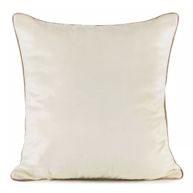Poszewka na poduszkę 60x60 cm welwetowa kolor kremowy o delikatnym połysku z ozdobną lamówką GAJA 2