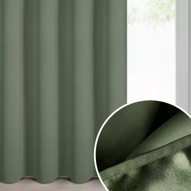 Zasłona oliwkowa zaciemniająca gładka 140x250 cm przelotka - NERISA