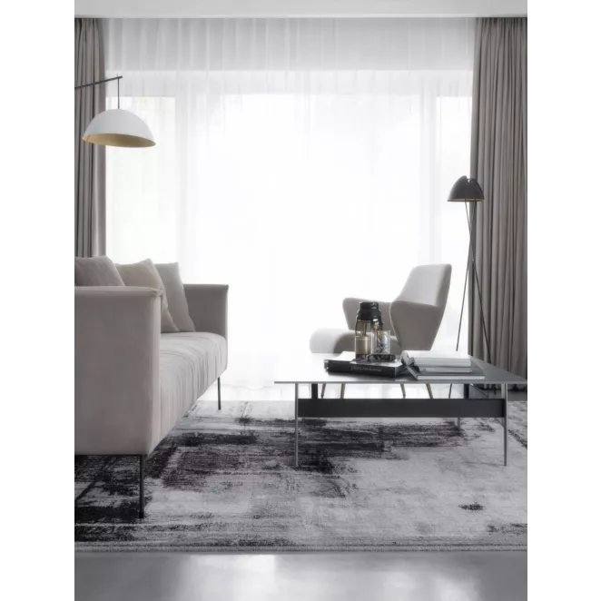 Dywan 60x100 cm szaro, czarny zdobiony abstrakcyjnym wzorem ASIA 3