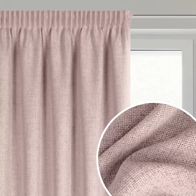 Zasłona pudrowa o naturalnym splocie z efektem melanżu 140x270 cm taśma - JULA2