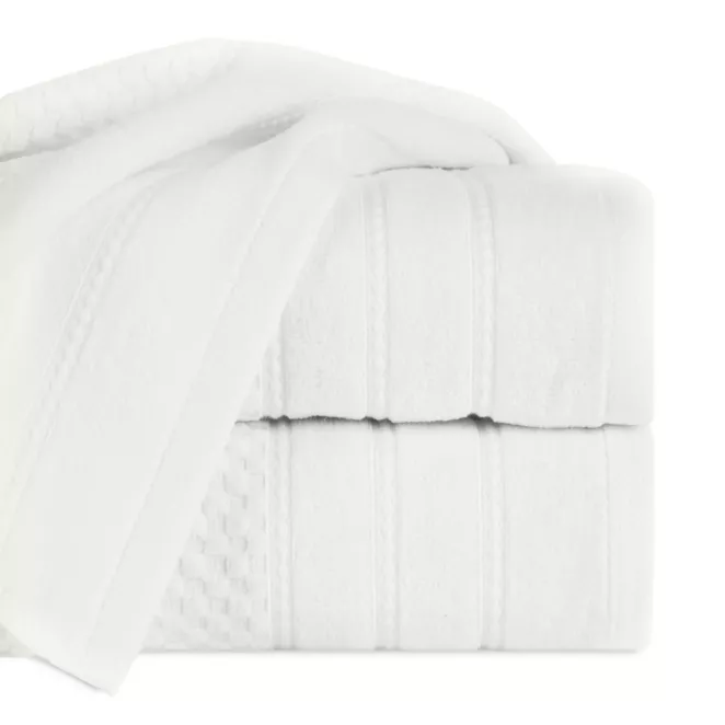 Ręcznik do rąk 30x50 cm bawełniany kolor kremowy z ozdobną bordiurą w paseczki 500 g/m2 ADORE