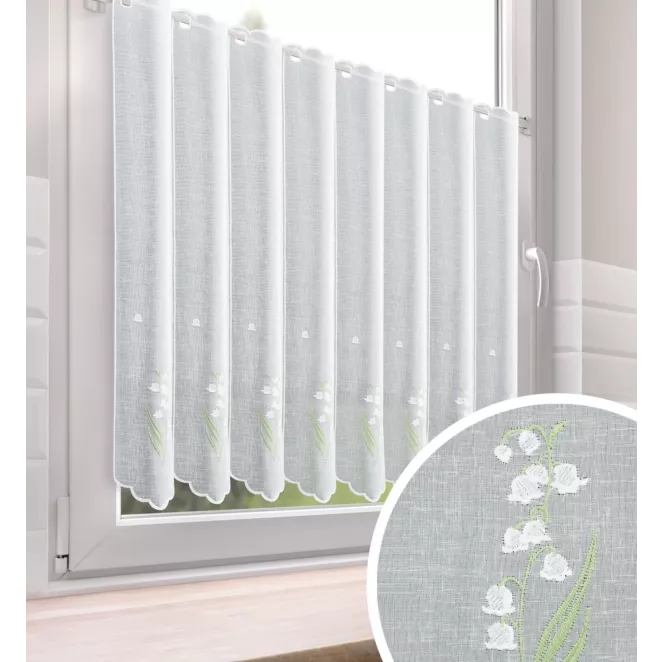 Tkanina firanowa zazdrostka zdobiona haftem wiosennym