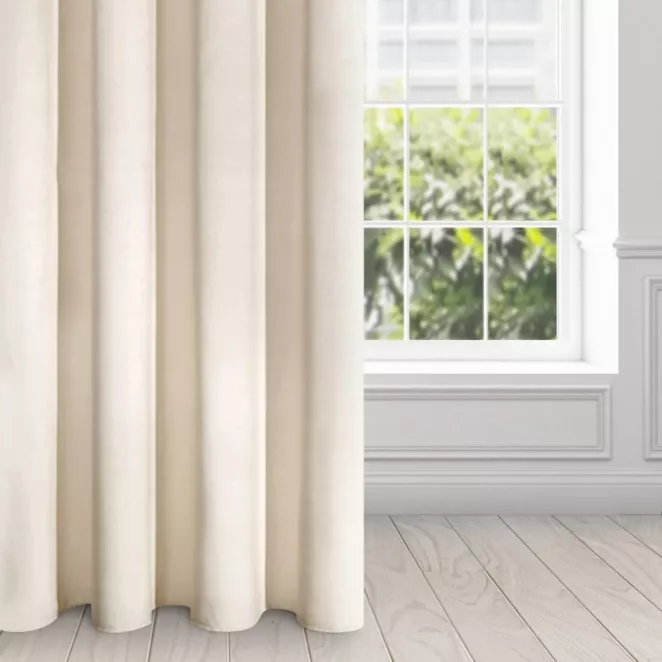 Zasłona jasnobeżowa z ekskluzywnego aksamitnego welwetu 290 g/m2 140x250 cm 10 szt. przelotek - VILLA