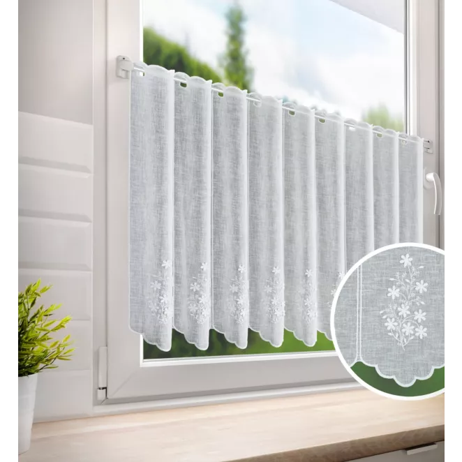 H240/5 Tkanina firanowa zazdrostka z haftowanym wzorem