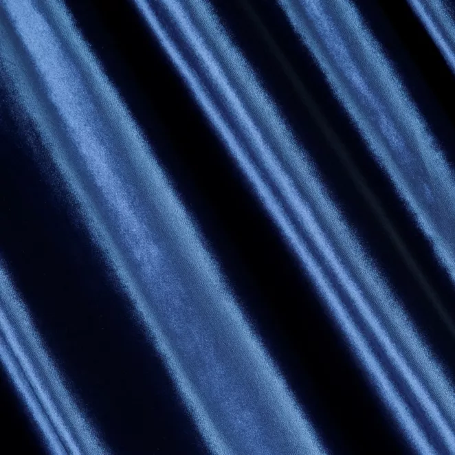 M147/30 Zasłona szyta na taśmie 5 cm SAFARI ciemnoniebieska z miękkiej welwetowej tkaniny z połyskiem