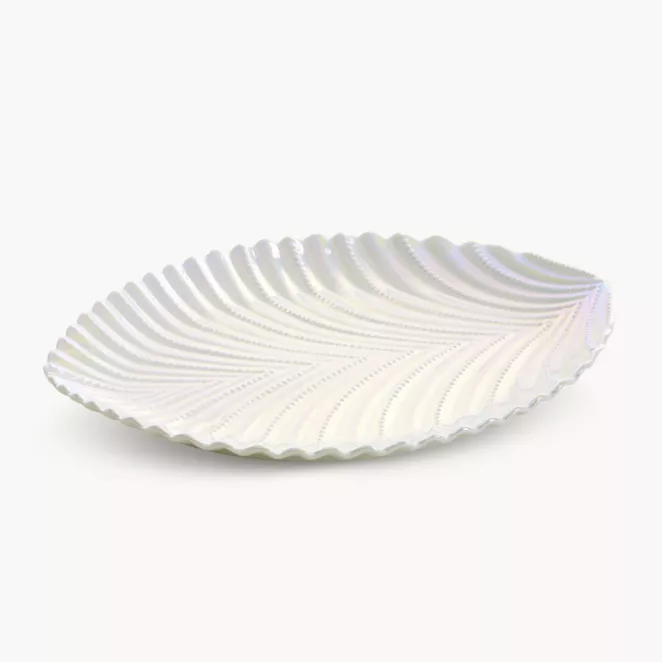 Patera dekoracyjna z wytłaczanym wzorem w perłowym odcieniu NELA