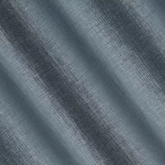 L117/8 Zasłona szyta na taśmie 5 cm niebieska z szenilowej tkaniny z dodatkiem połyskującej nici