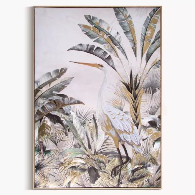 Obraz roślinny biało, beżowy drukowany na płótnie 50x70 cm