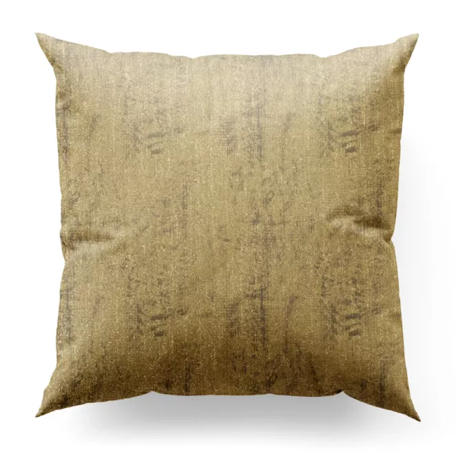 Poszewka szyta złoto popielata z lekko usztywnianej tkaniny z przecieranym wzorem