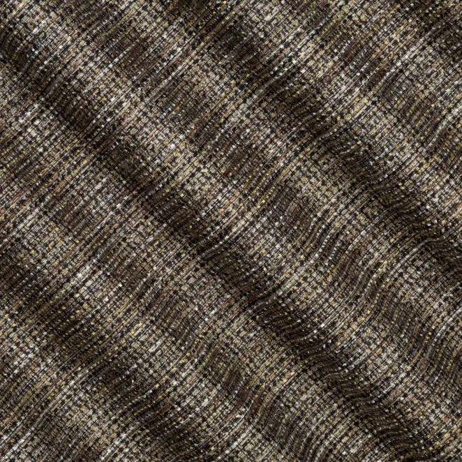 R188/7 Zasłona szyta na taśmie 5 cm czarno srebrna z tkaniny o grubym, naturalnym splocie z połyskiem