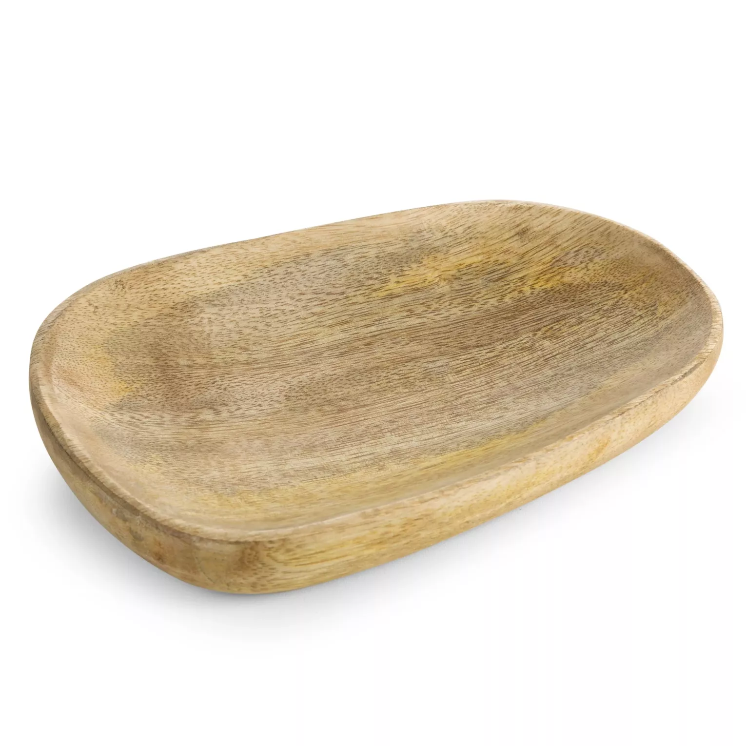 Patera drewniana dekoracyjna brązowa w stylu boho 18x14x3 cm