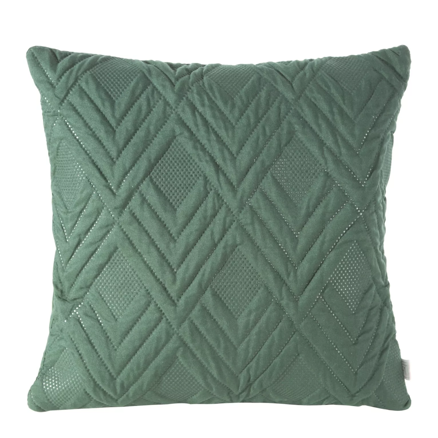 Poszewka na poduszkę 40x40 cm ciemnozielona z geometrycznym wzorem wytłaczanym techniką hot press ALARA DESIGN 91