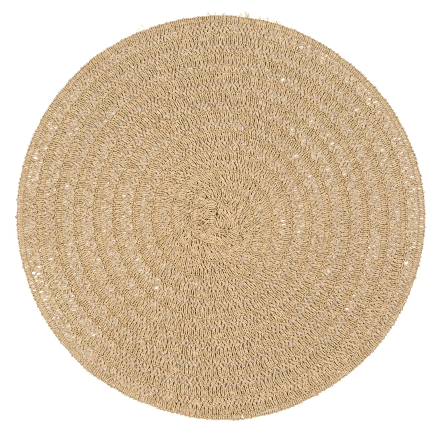 Podkładka okrągła na stół beżowa średnica 38 cm BOHO 9 pleciona z wzorem
