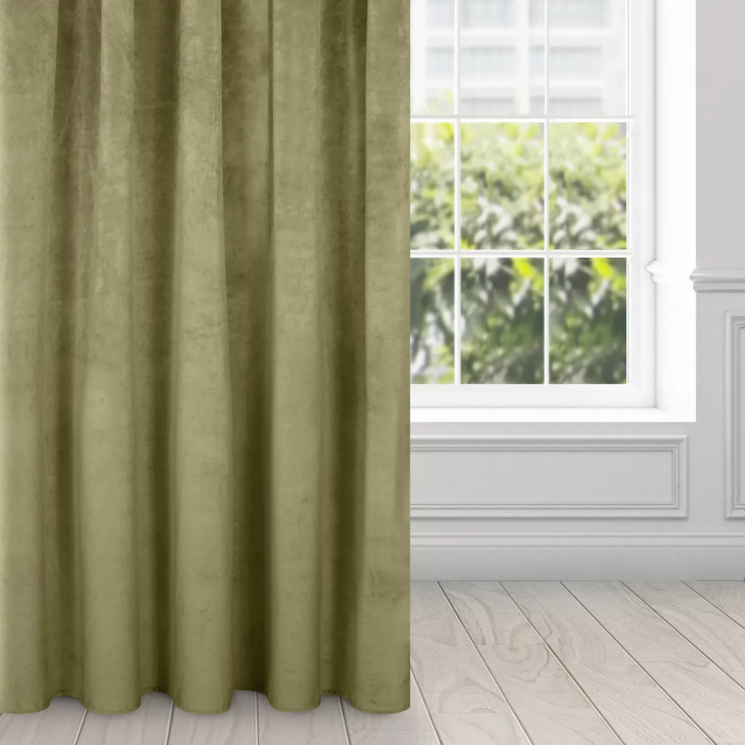 Zasłona oliwkowa z ekskluzywnego aksamitnego welwetu 290 g/m2 140x270 cm taśma - RIA - Diva Line