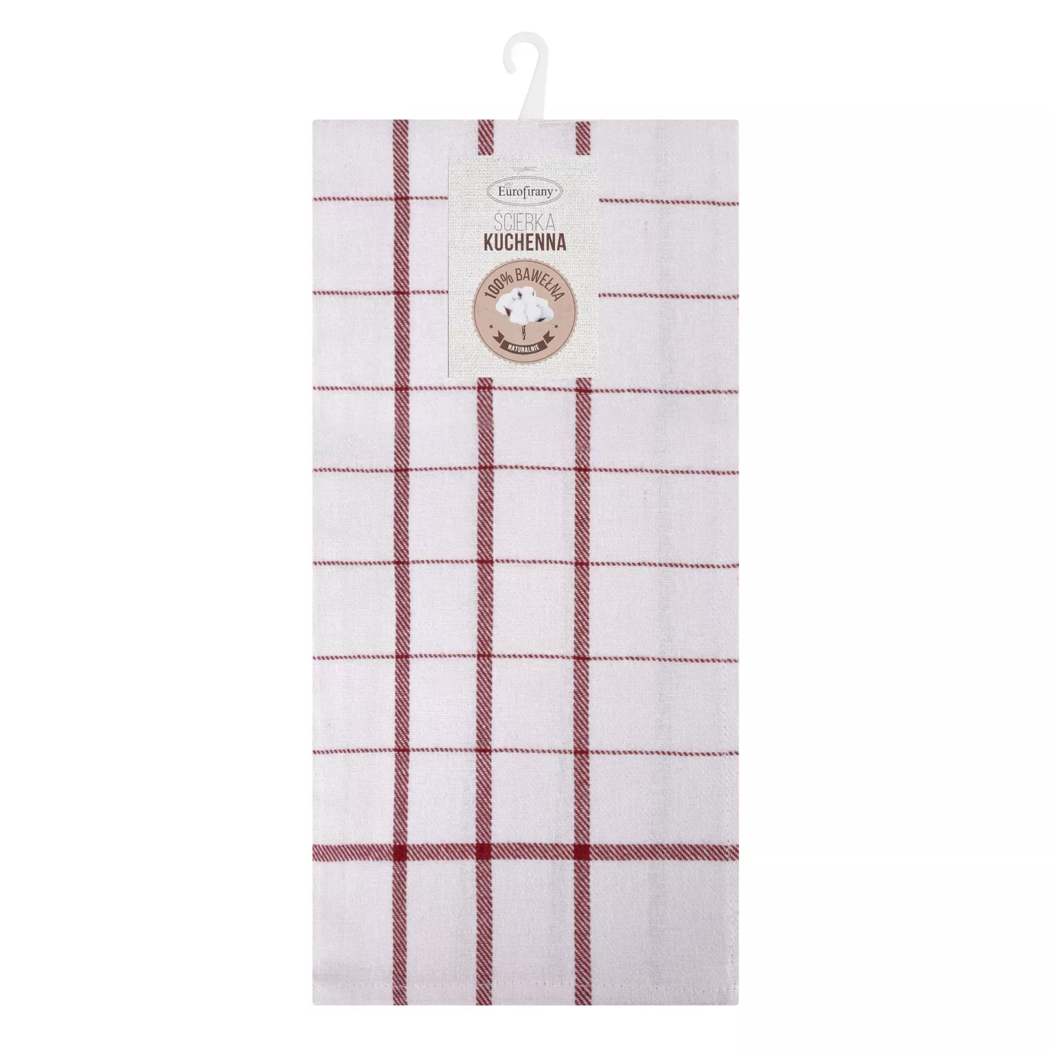 Ściereczka kuchenna 50x70 cm bawełniana kolor biały ,czerwony zdobiona kratką 200 g/m2 CHECK