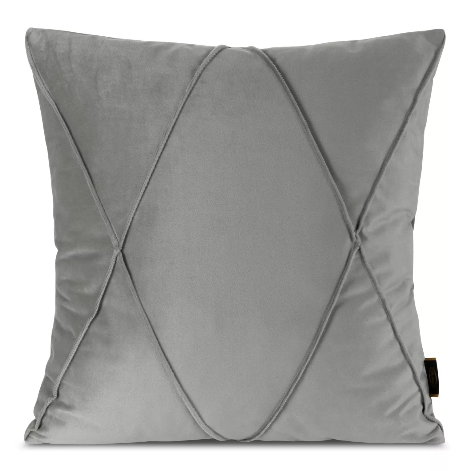 Poszewka na poduszkę 45x45 cm welwetowa srebrna z geometrycznym przeszywanym wzorem NALA 1 Eurofirany Premium