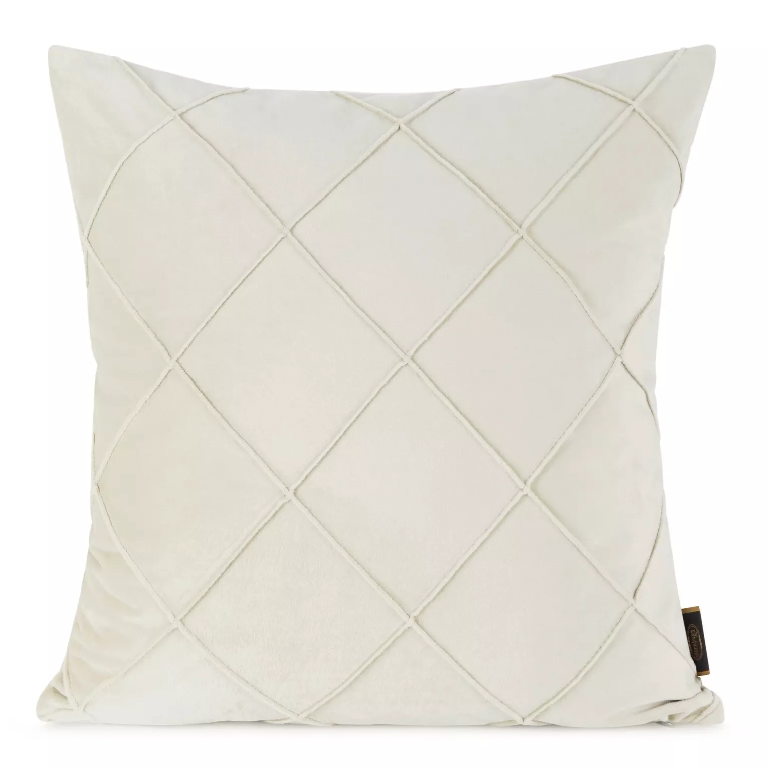 Poszewka na poduszkę 45x45 cm welwetowa kremowa z geometrycznym przeszywanym wzorem NALA Eurofirany Premium