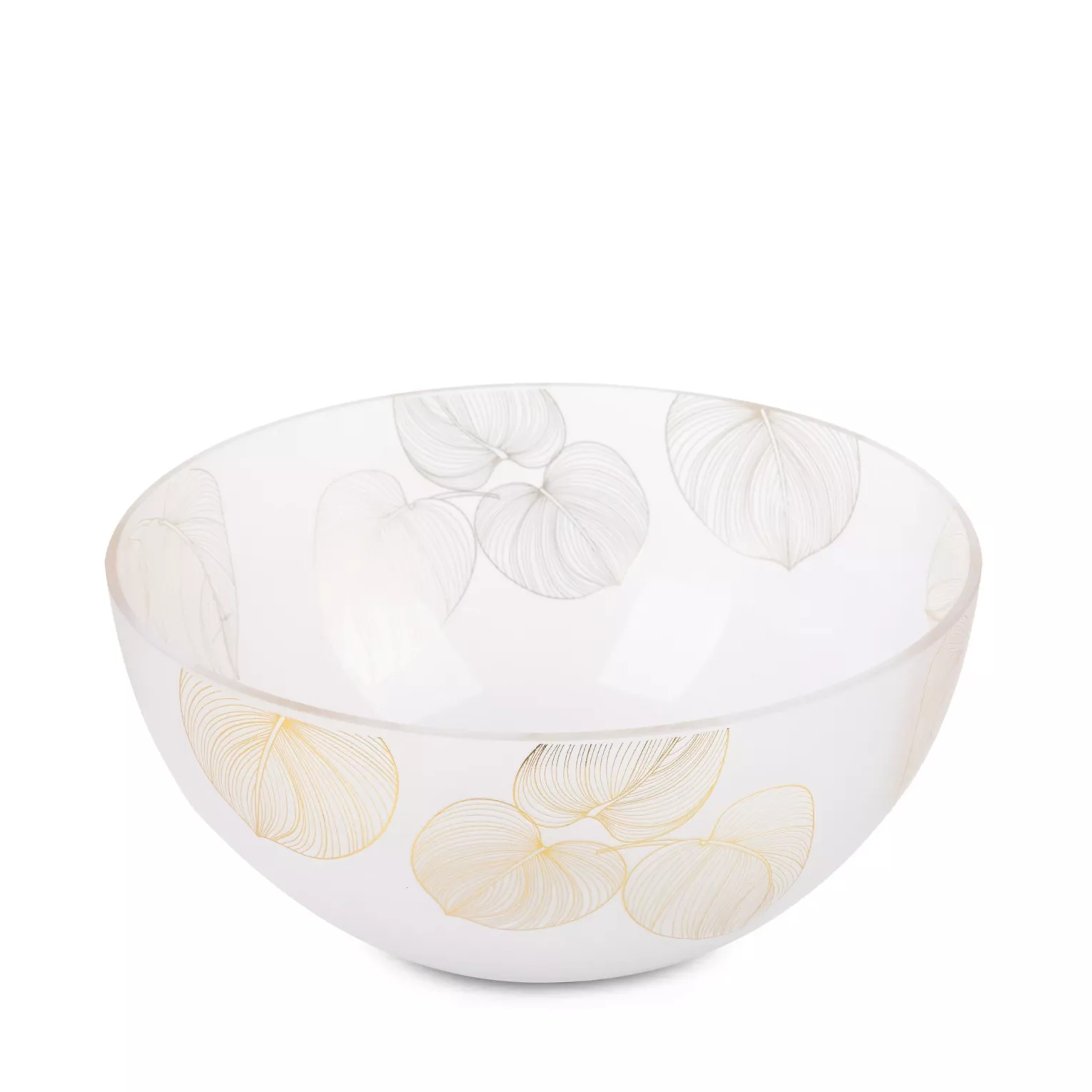 LIMITED COLLECTION Misa BLANCA biało-złota z motywem liści z malowanego szkła artystycznego MAGIA BIELI