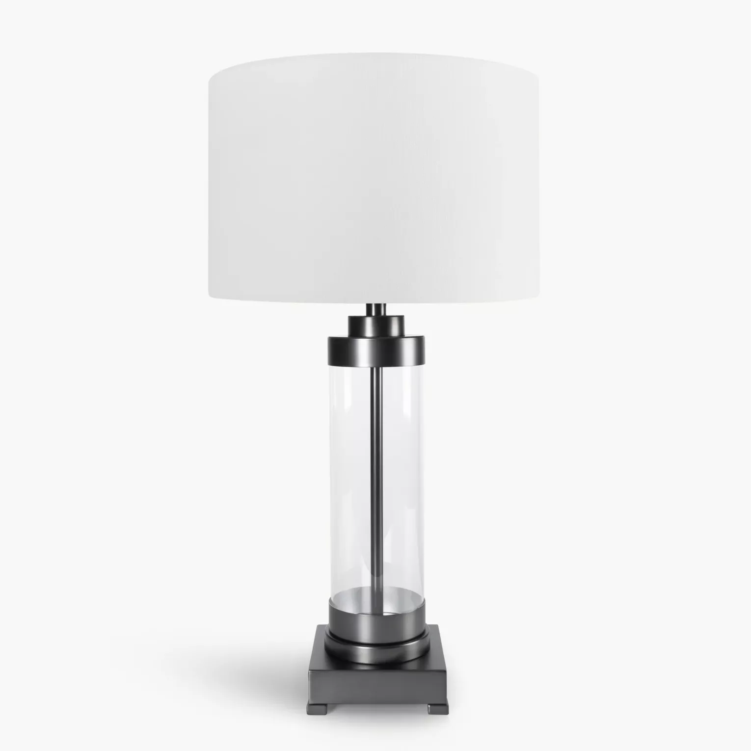 Lampa stołowa do pokoju biało, czarna o prostej szklanej podstawie 40 x 74 cm CLARA