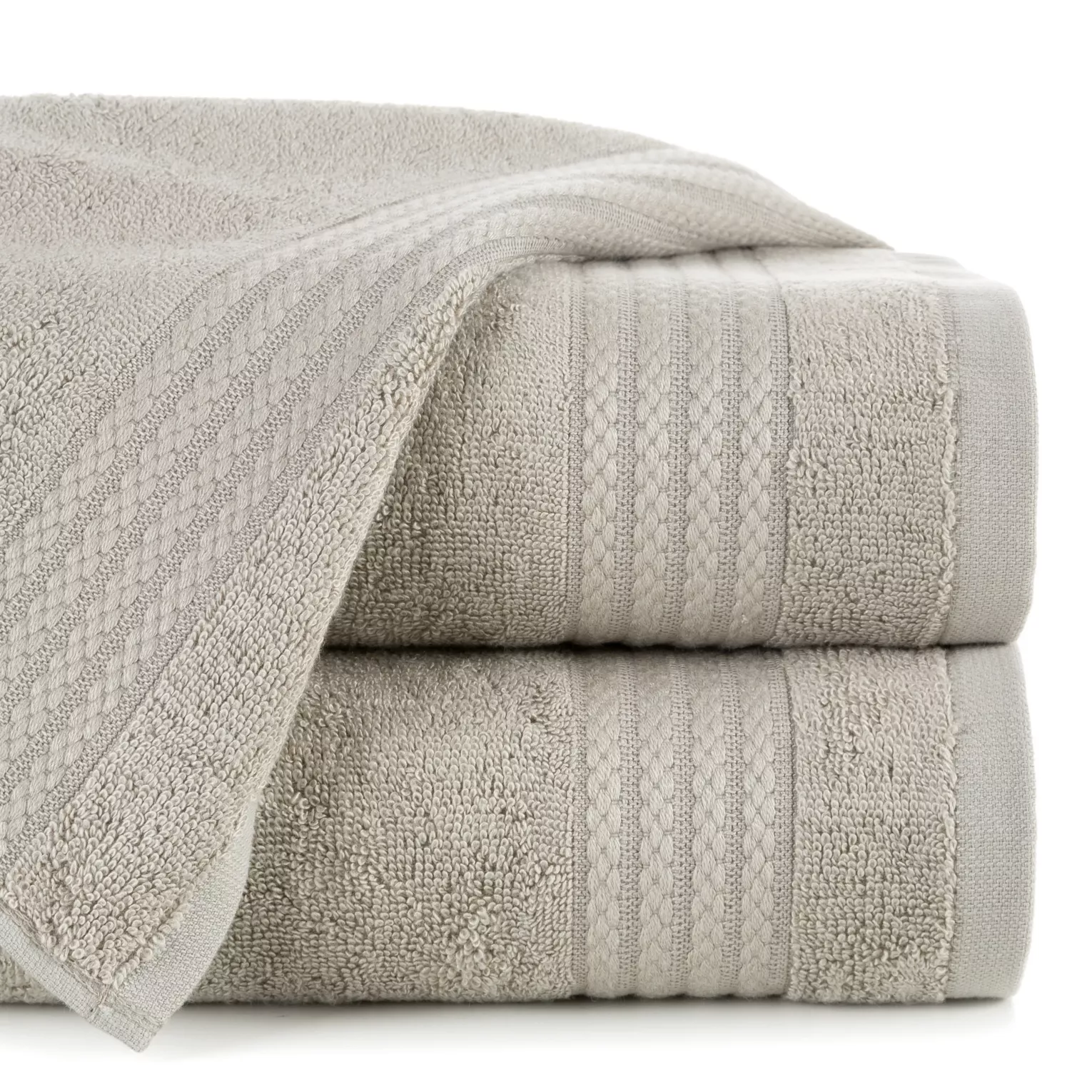 Ręcznik do rąk 30x50 cm bawełniany kolor beżowy zdobiony błyszczącą bordiurą 550 g/m2 LARIS