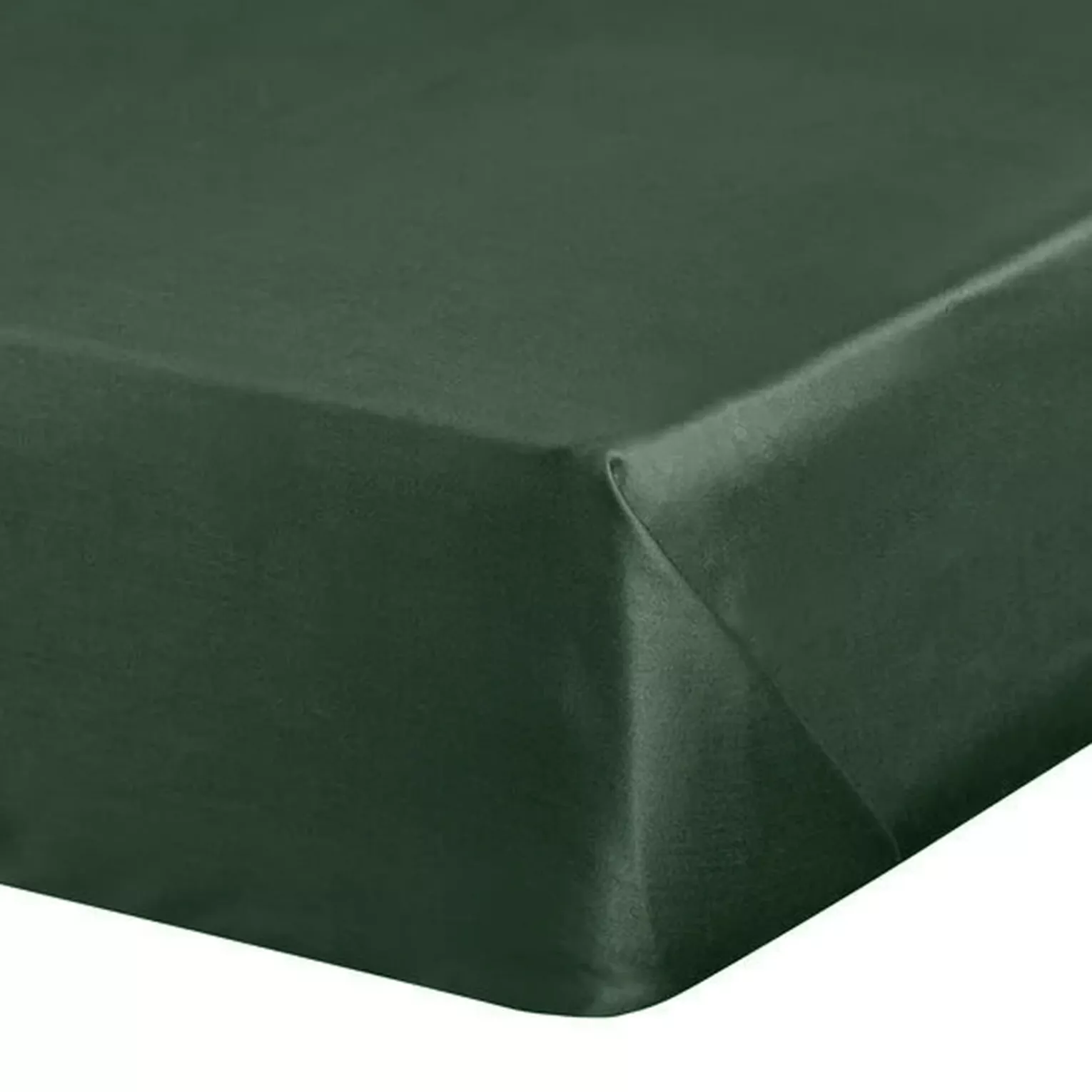 Prześcieradło gładkie bez gumki 220x210 cm z satyny bawełnianej kolor ciemnozielony 125 g/m2 NOVA