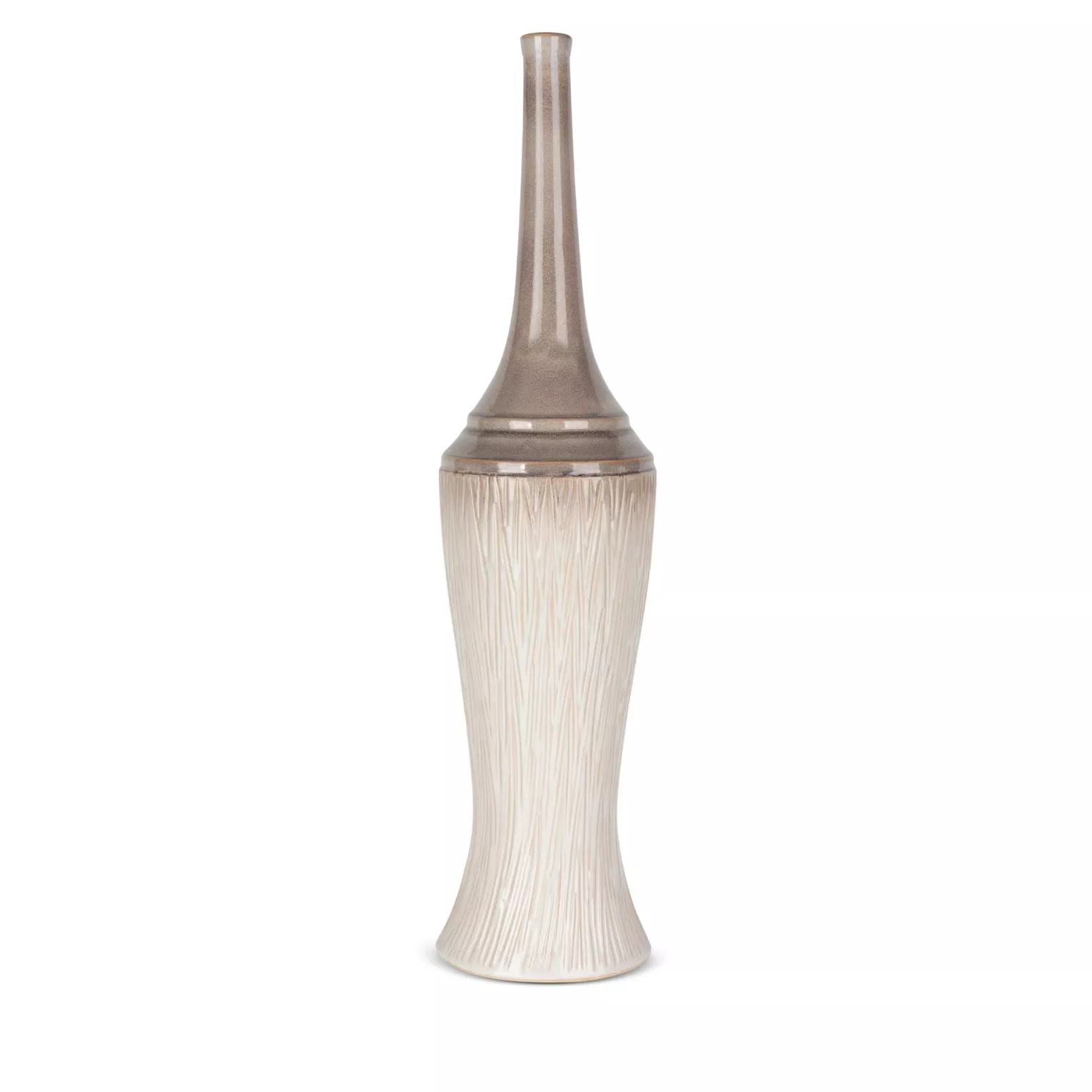 Wazon ceramiczny kremowo-brązowy  w stylu boho z cieniowaniem średnica 18x76 cm ROSINA
