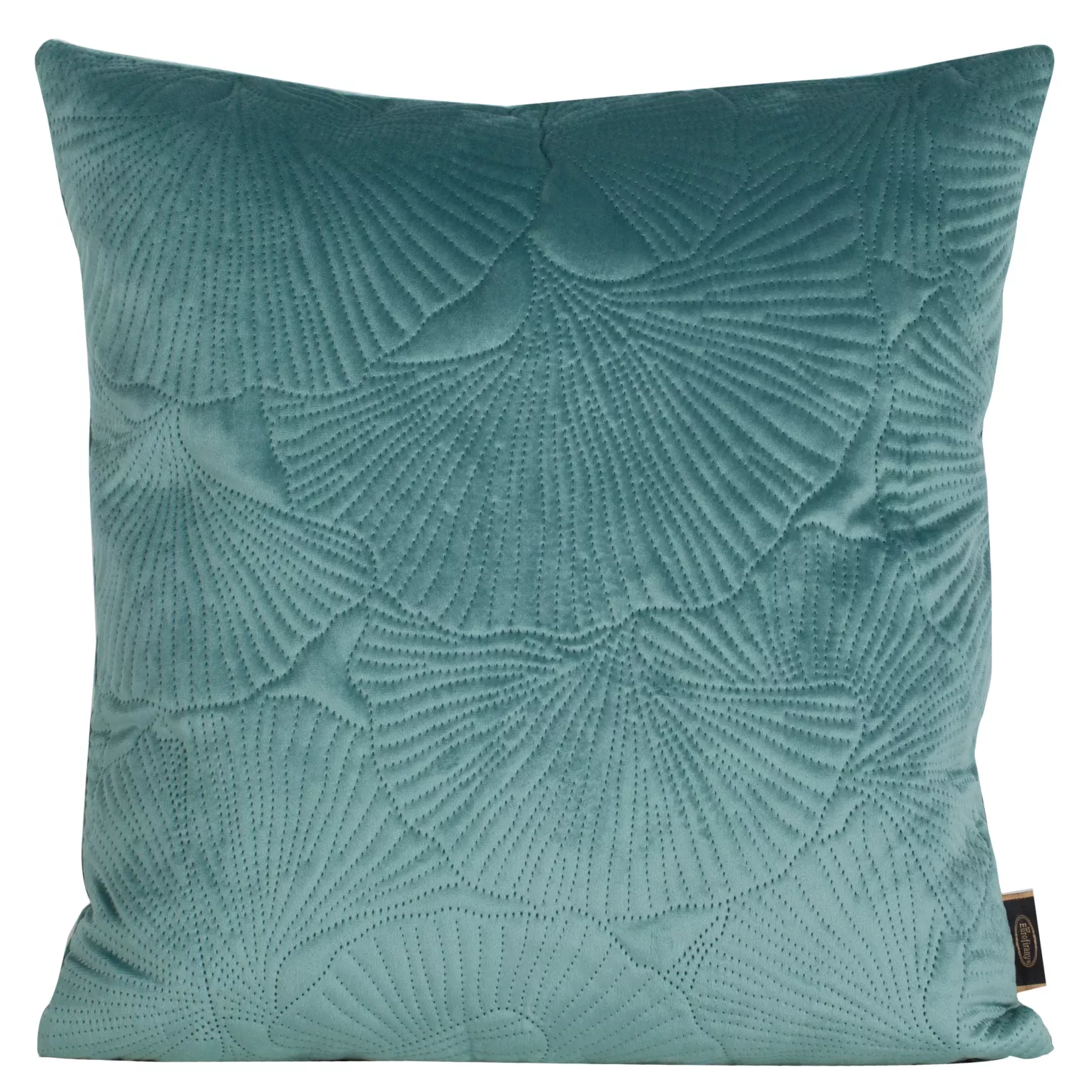 Poszewka na poduszkę 45x45 cm welwetowa kolor turkusowy z wytłaczanym wzorem liści miłorzębu VELVET 58 Eurofirany Premium