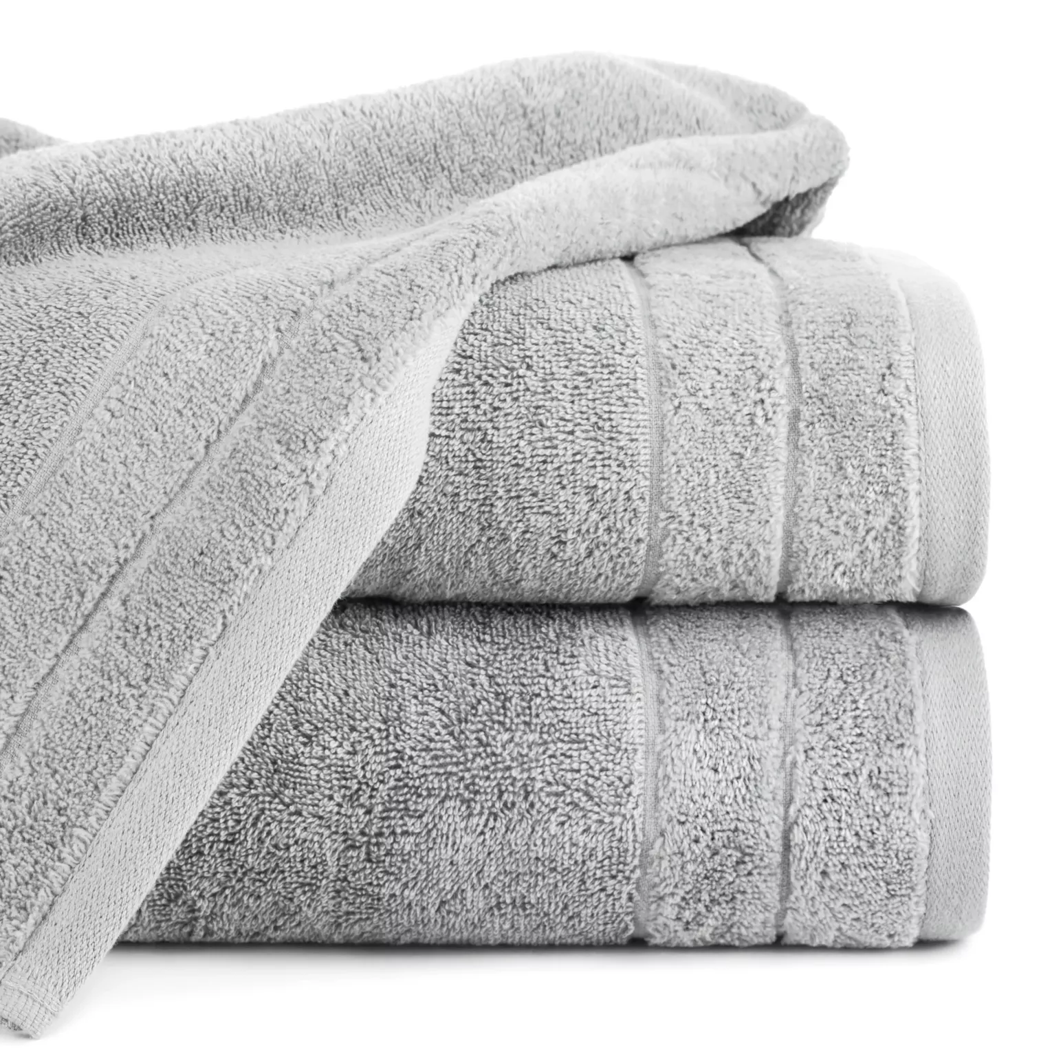 Ręcznik kąpielowy 50x90 cm bawełniany kolor stalowy z welwetową bordiurą 500 g/m2 DAMLA
