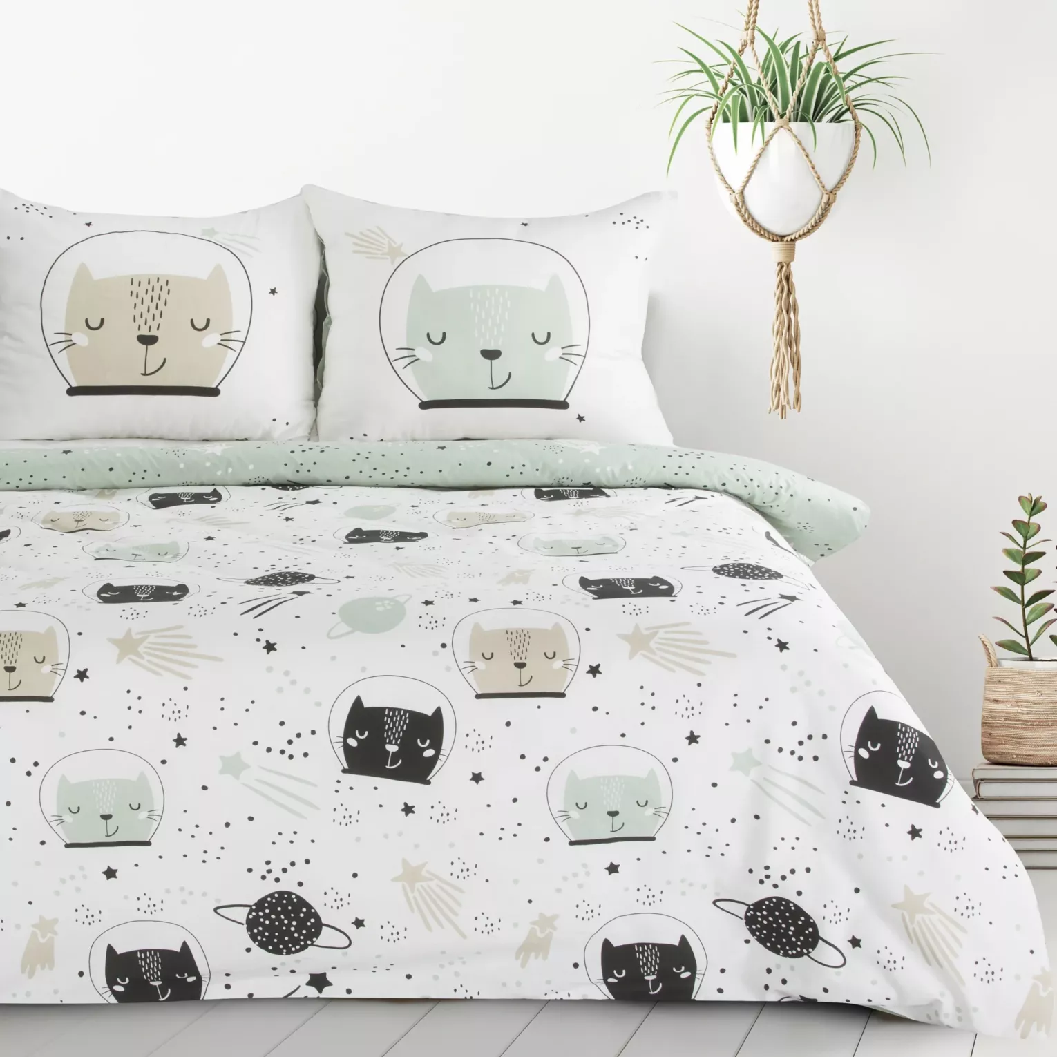 DESIGN 91 Komplet pościeli dziecięcej KIDS 13 z bawełny renforce z motywem kotów w kosmosie