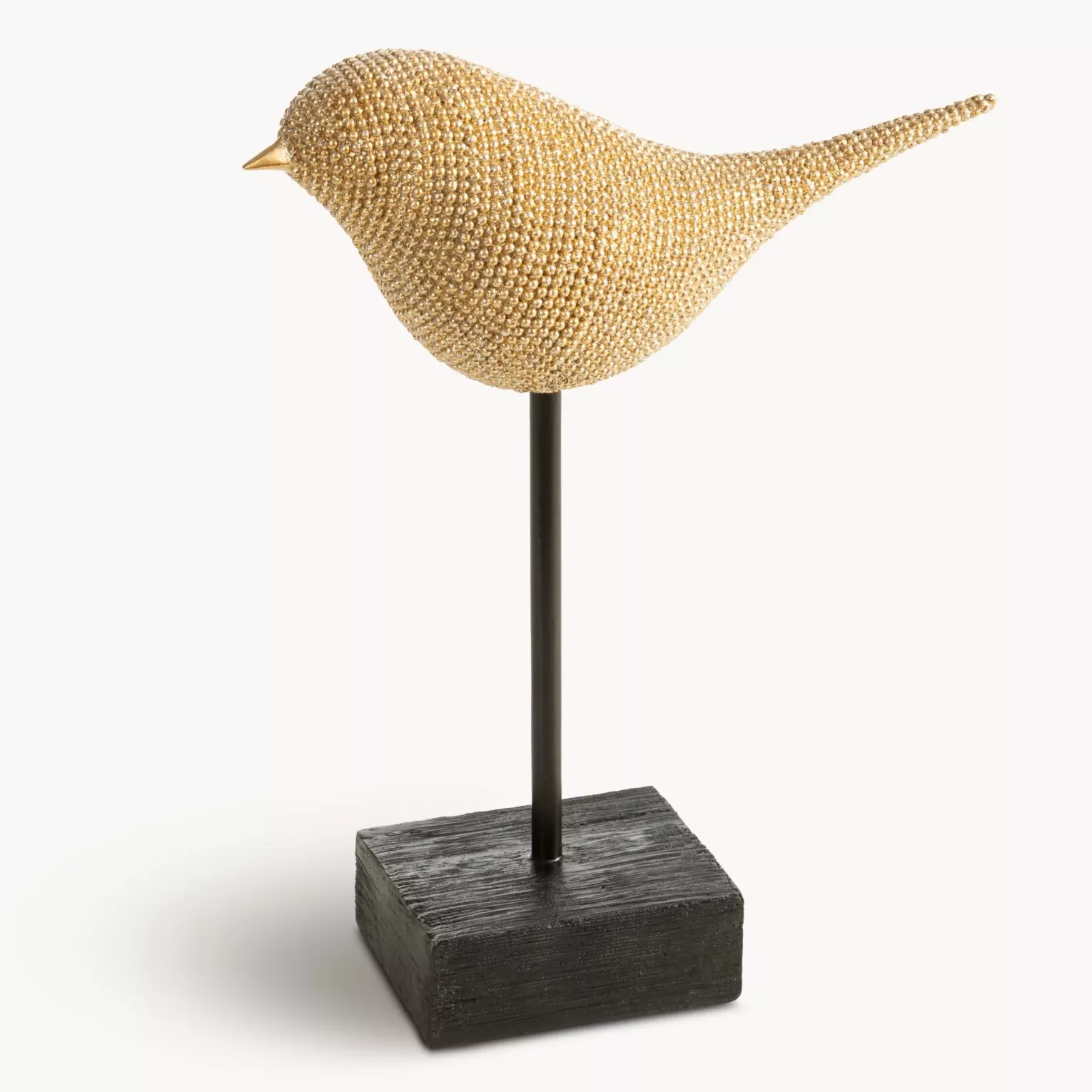Figurka złota w kształcie ptaszka o drobnym strukturalnym wzorze 21x8x26 cm ELDO 2