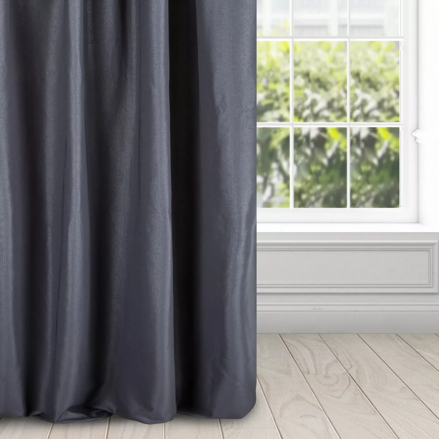 Zasłona granatowa z błyszczącym splotem 140x270 cm taśma - ESSME