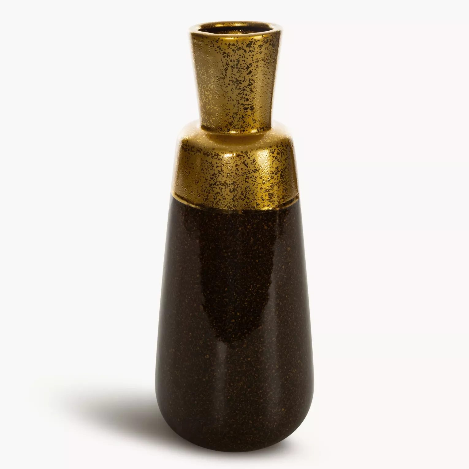 Wazon ceramiczny czarno-złoty dekoracyjny średnica 16x39 cm THEO