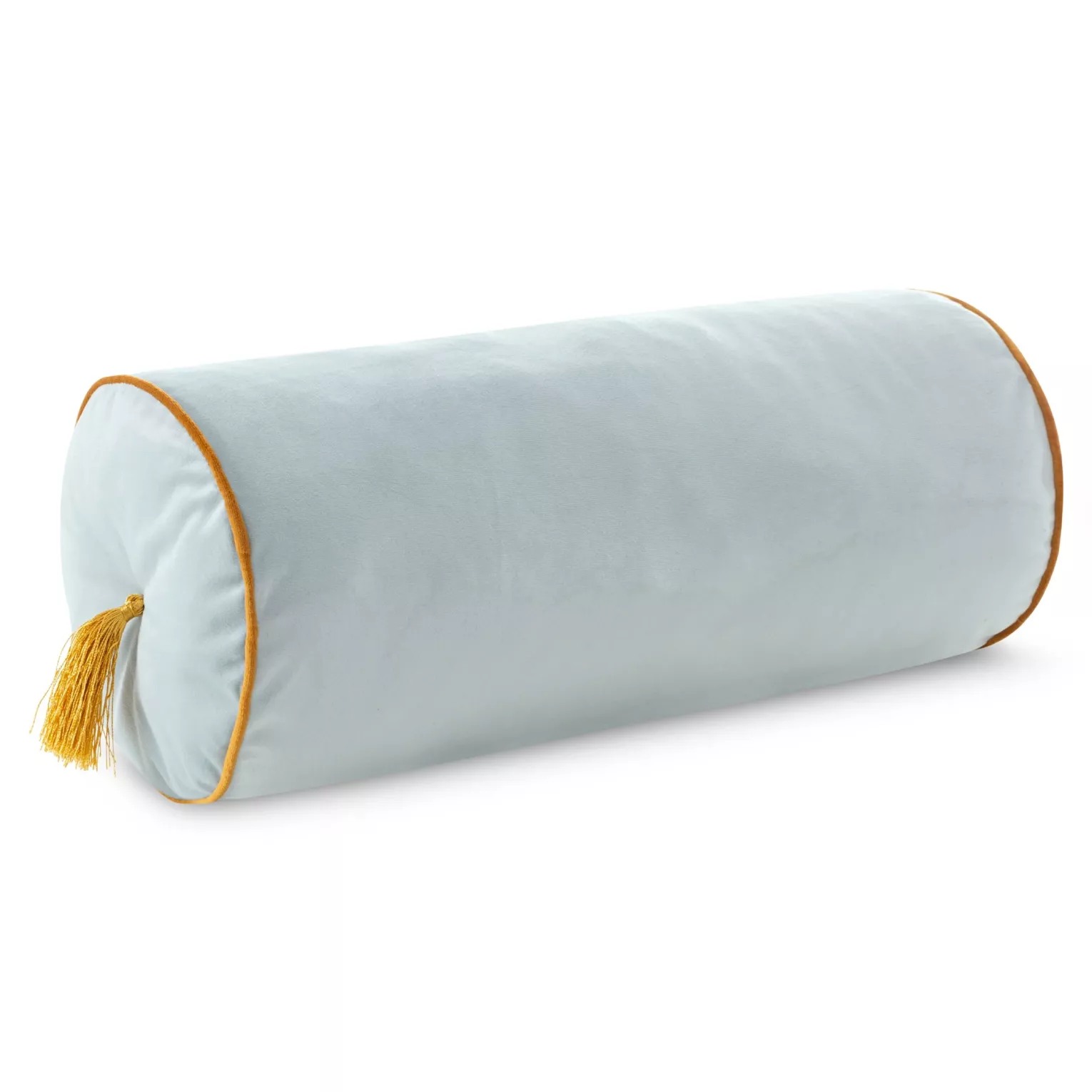 Poduszka dekoracyjna wałek 20 x 45 cm welwetowa jasnomiętowa z ozdobnymi chwostami VELVET 74