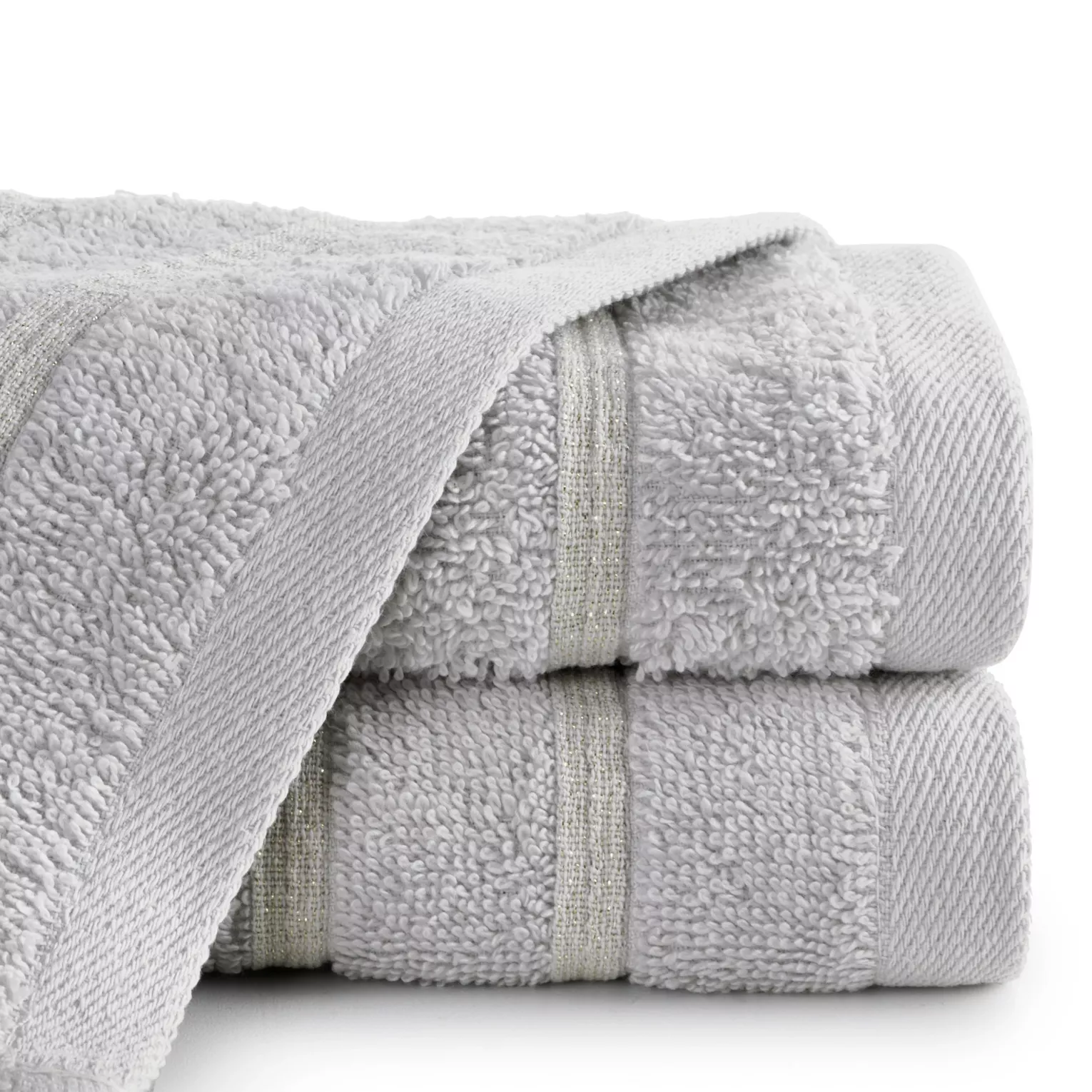 Ręcznik do rąk 30x50 cm bawełniany kolor srebrny w błyszczące paseczki AMIRA
