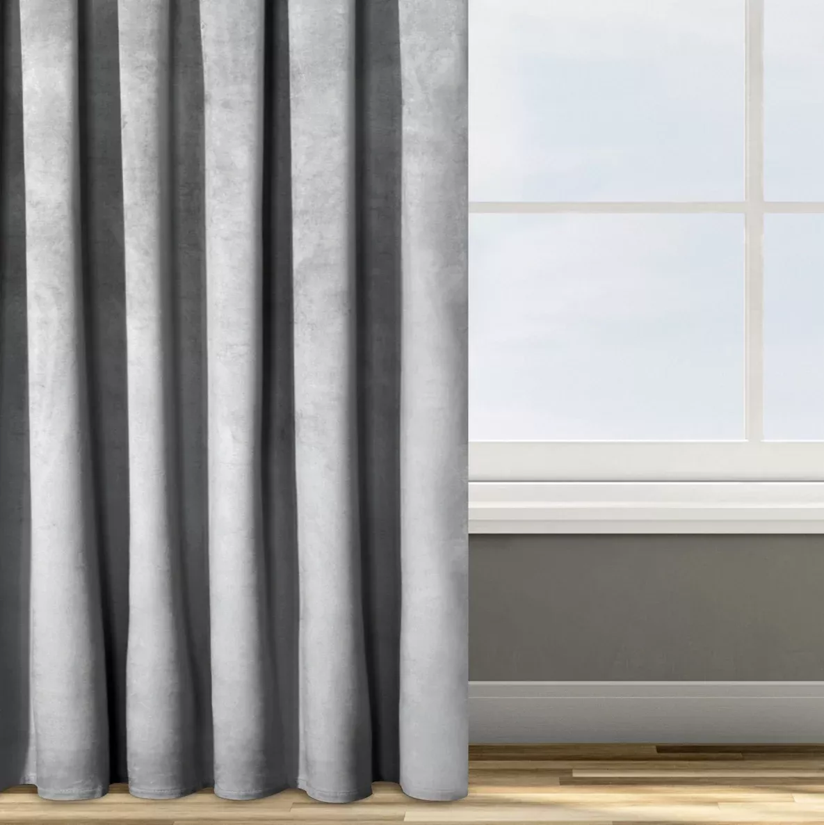 Zasłona welwetowa srebrna 135x300 cm taśma - ROSA - Design 91