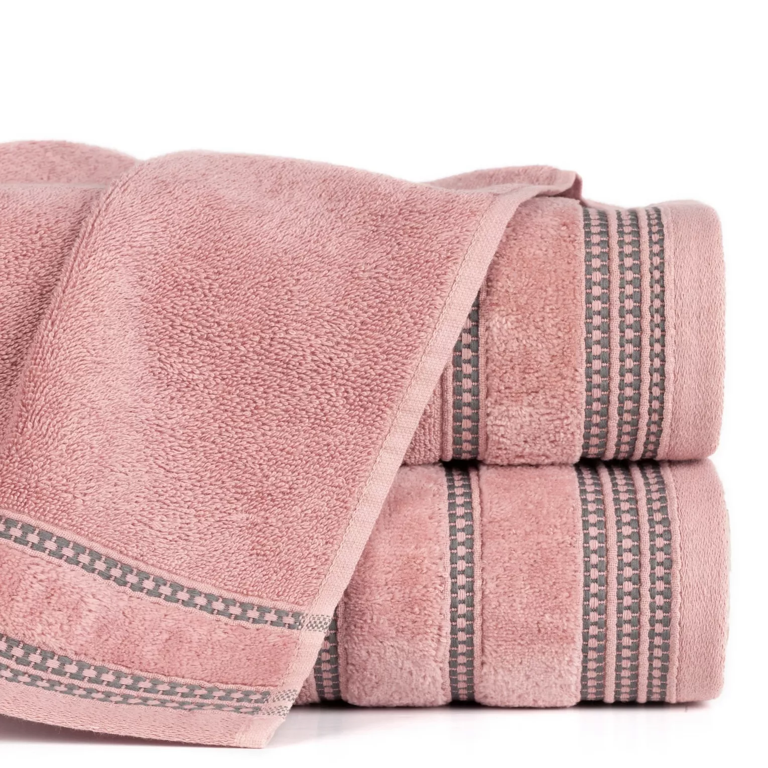 Ręcznik do rąk 30x50 cm bawełniany kolor pudrowy róż z delikatną ozdobną bordiurą 500 g/m2 AMANDA