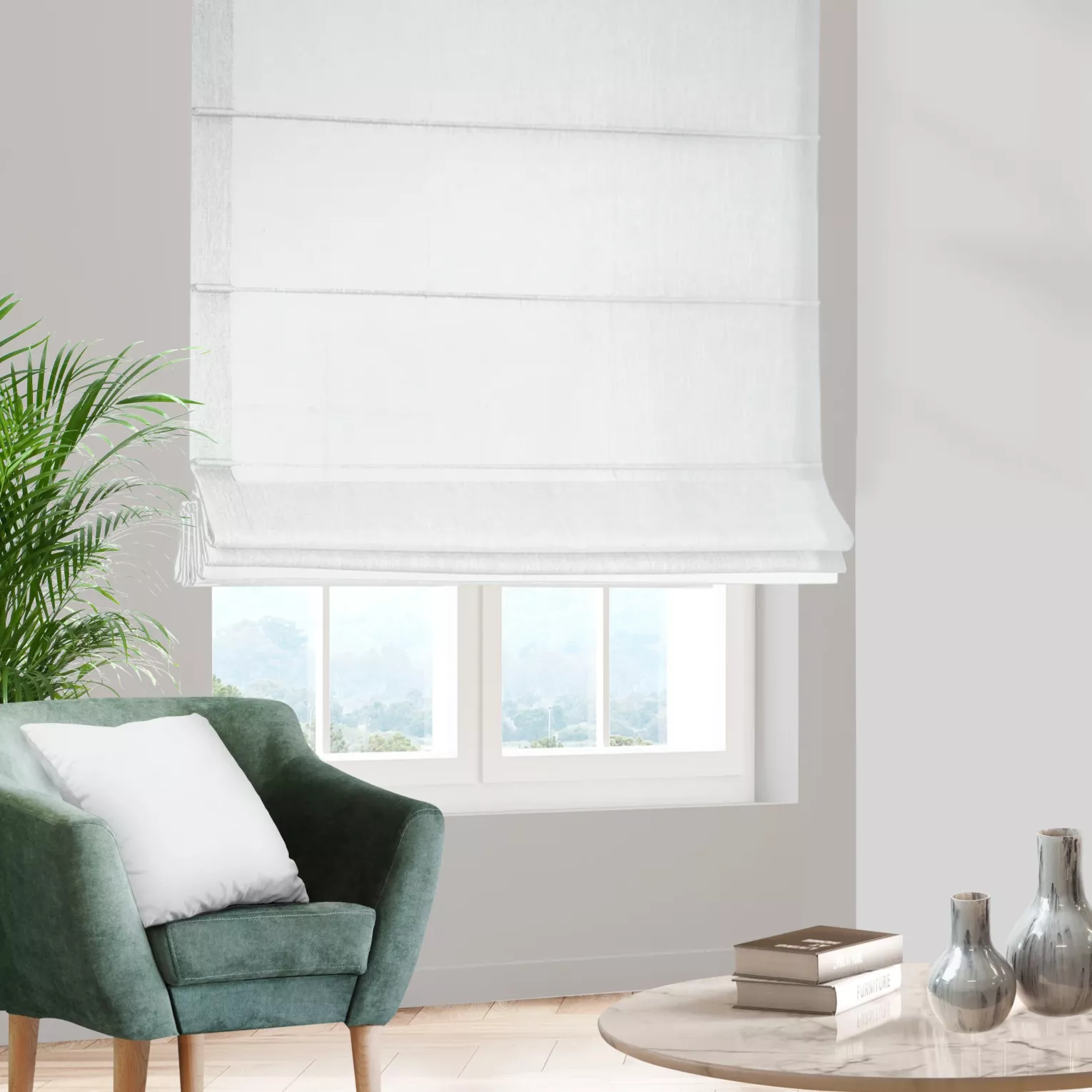 Roleta rzymska naturalna z tkaniny typu Blackout zaciemniającej w 100%