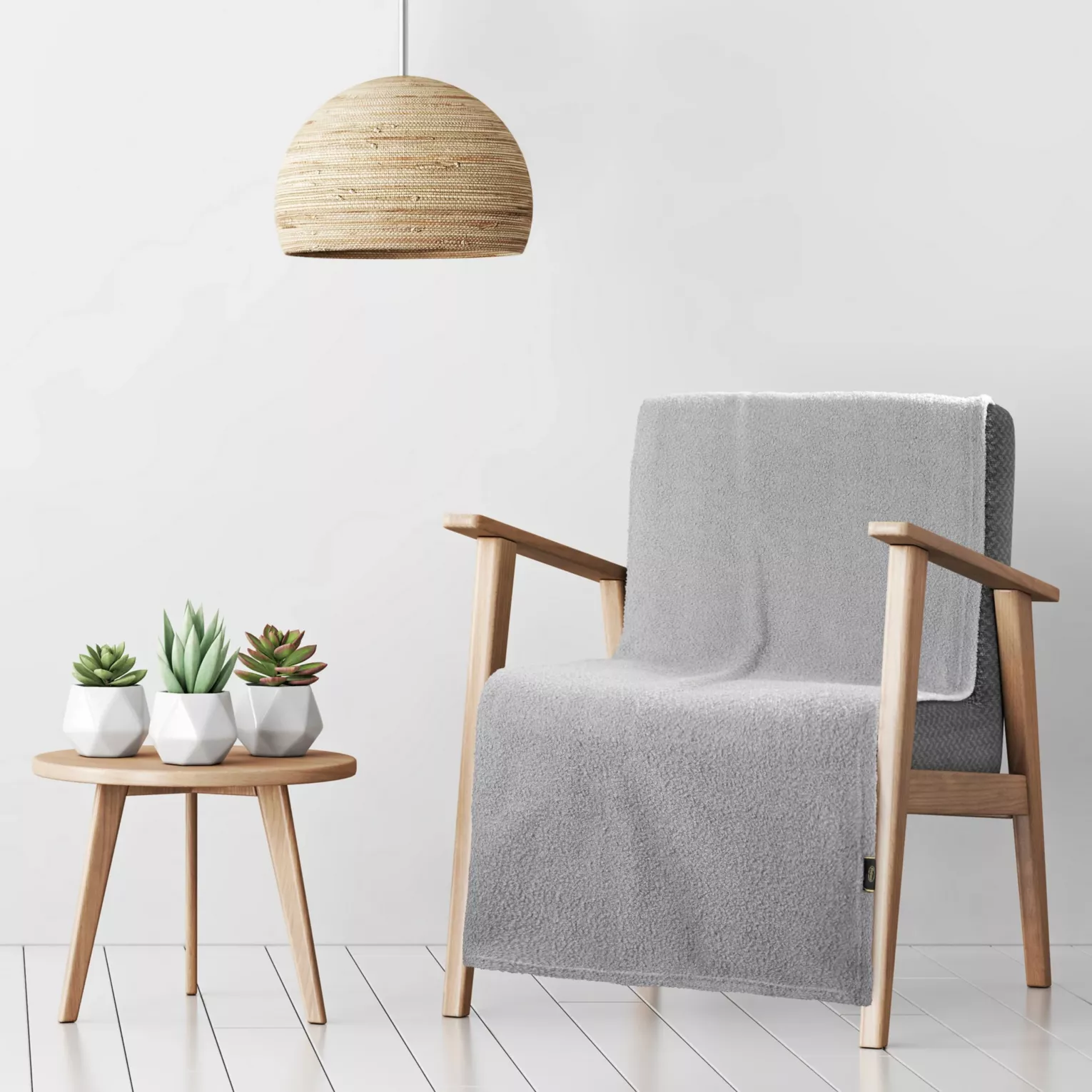 Narzuta na fotel 70x160 cm srebrna o miękkiej strukturze  BUKLA