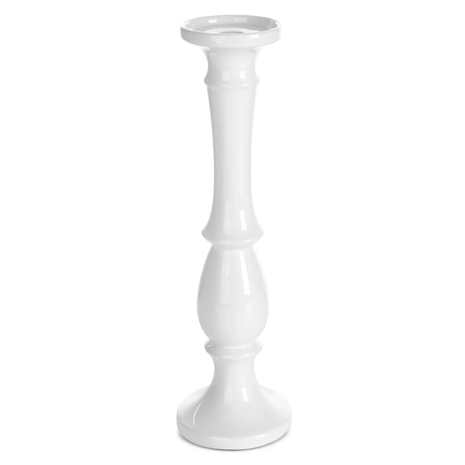Świecznik ceramiczny dekoracyjny biały  o prostym kształcie średnica 11x39 cm JOLY