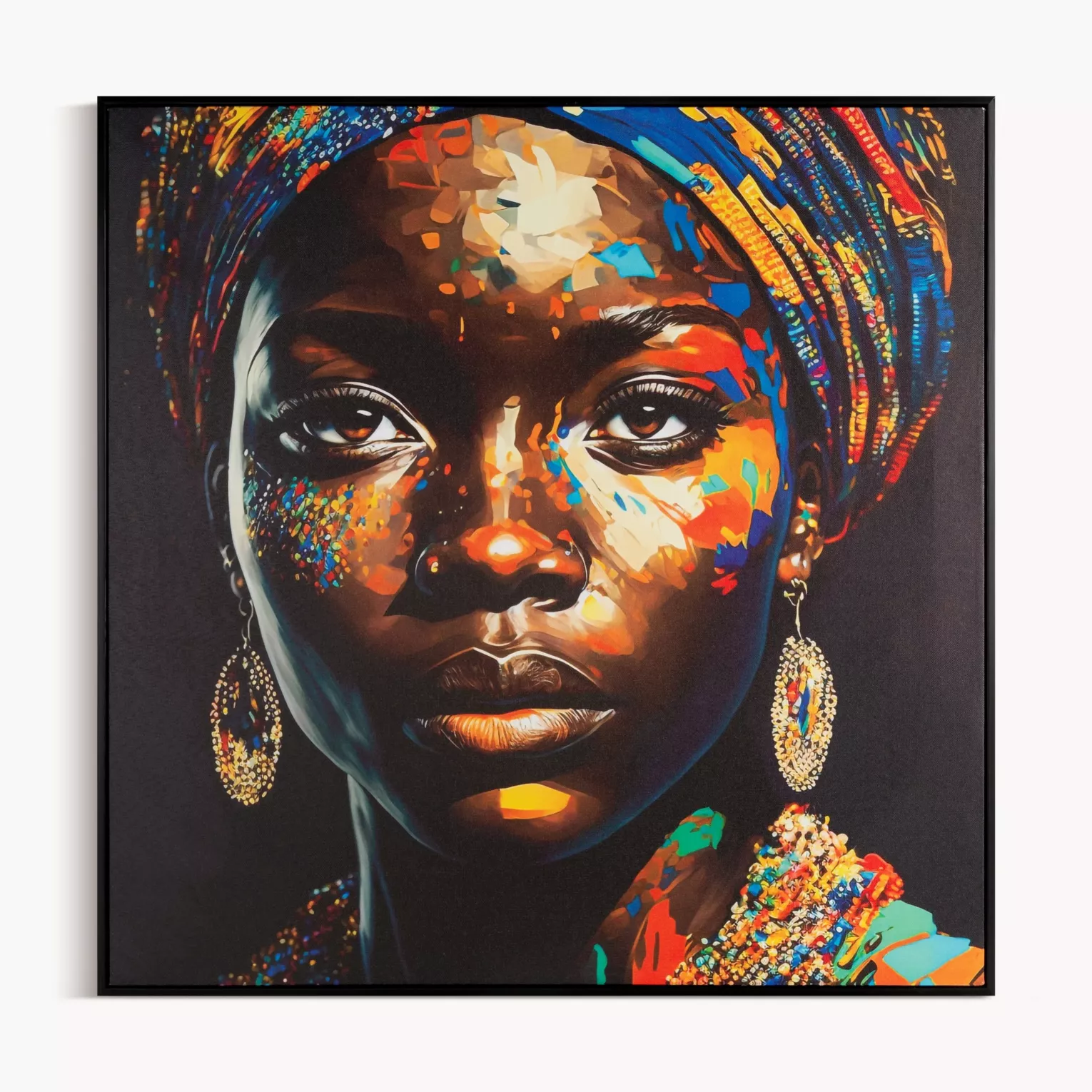 Obraz postaci czarno, ciemnoturkusowy nadruk na płótnie 60x60 cm