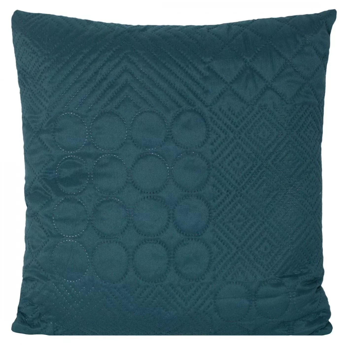 Poszewka na poduszkę 40x40 cm ciemnoturkusowa z patchworkowym motywem wytłaczanym techniką hot press BONI DESIGN 91