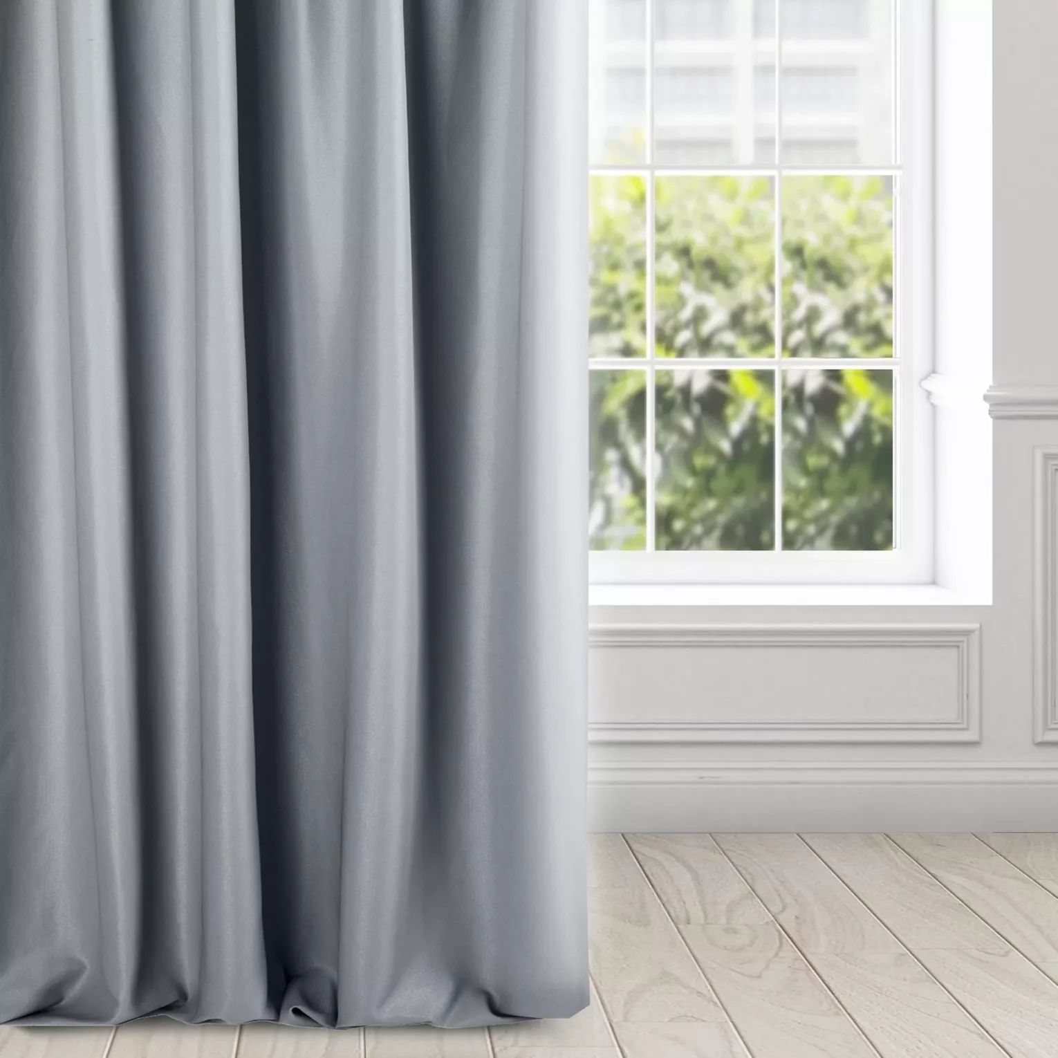 Zasłona srebrna z błyszczącym splotem 140x250 cm przelotka - ESSME
