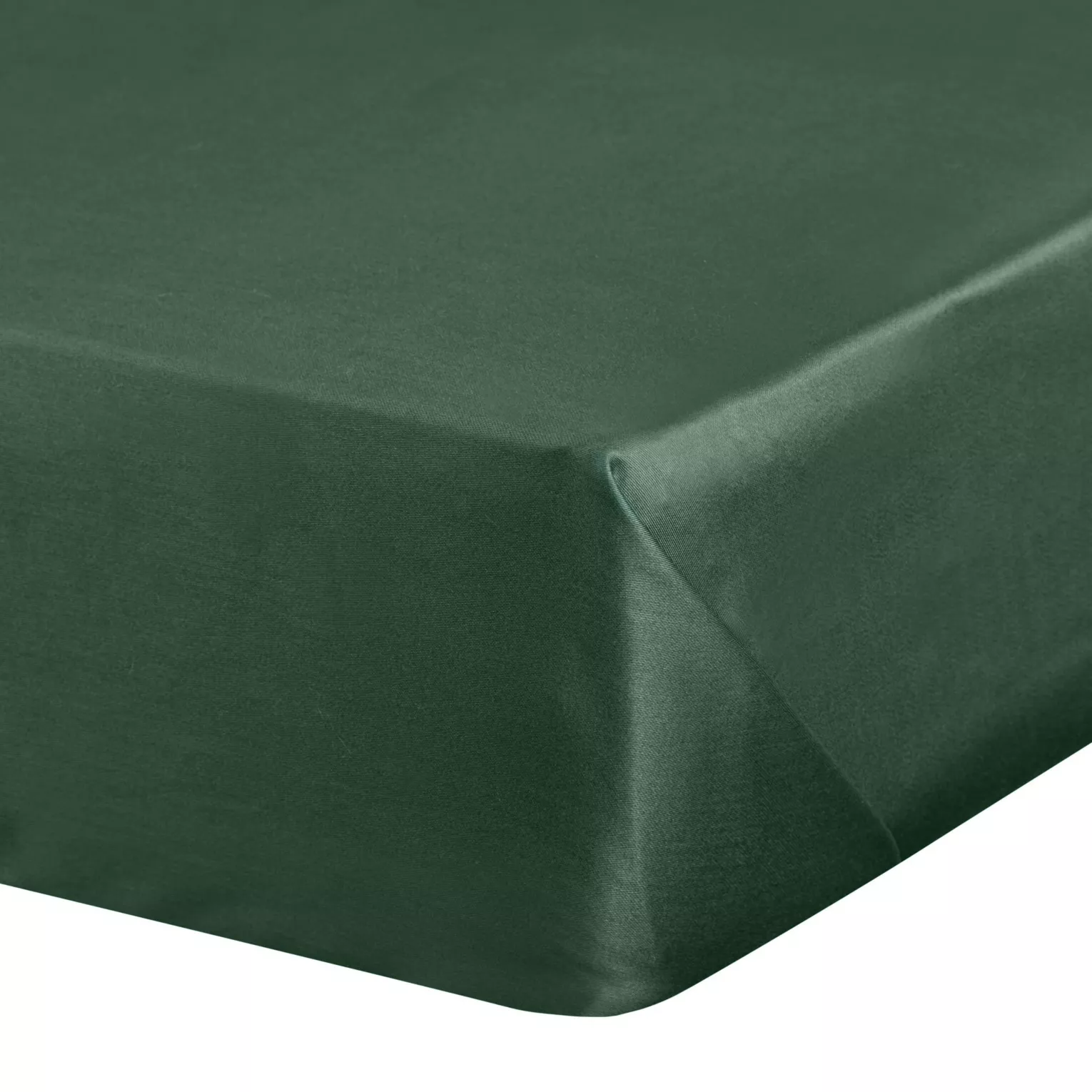 Prześcieradło gładkie bez gumki 160x210 cm z satyny bawełnianej kolor ciemnozielony 125 g/m2 NOVA