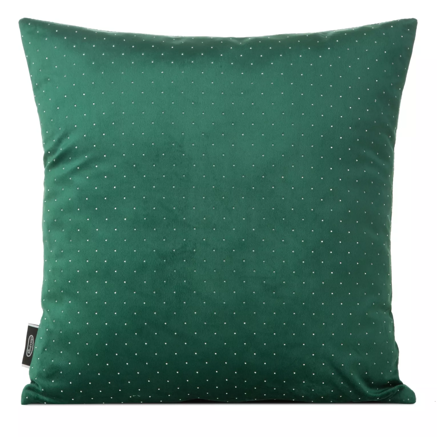 Poszewka na poduszkę 45x45 cm welwetowa kolor ciemnozielony zdobiona diamencikami ARIADNA