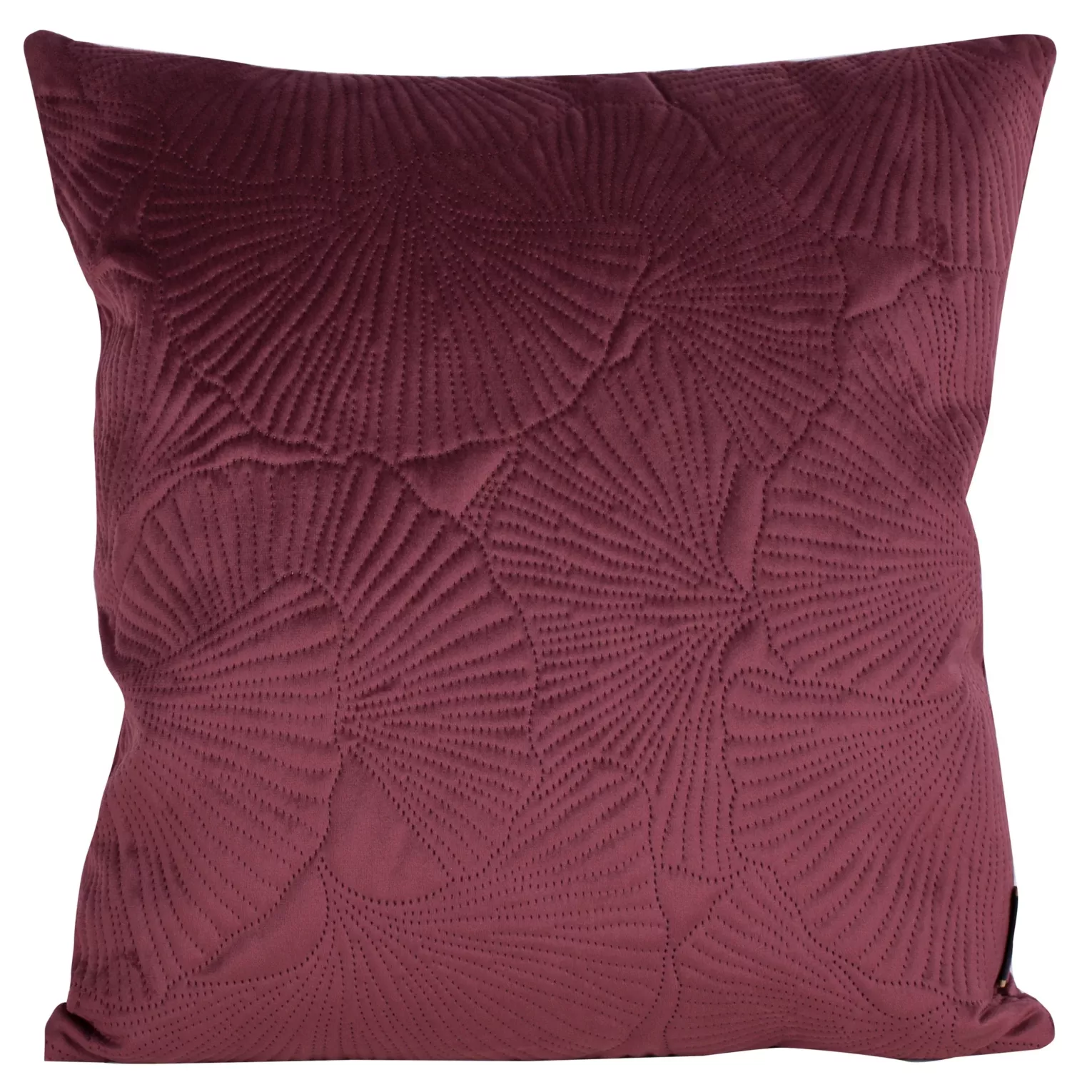 Poszewka na poduszkę 45x45 cm welwetowa kolor bordowy z wytłaczanym wzorem liści miłorzębu VELVET 58 Eurofirany Premium