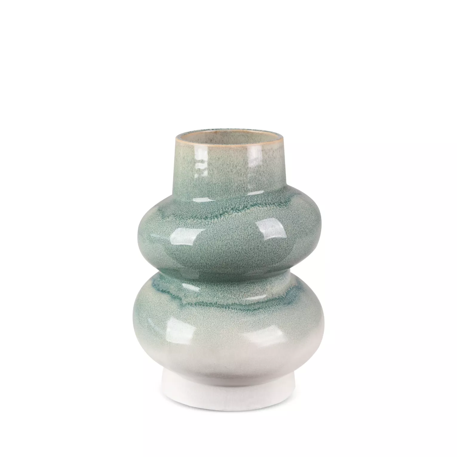Wazon ceramiczny kremowo-miętowy w stylu boho z efektem ombre średnica 17x23 cm LIANA