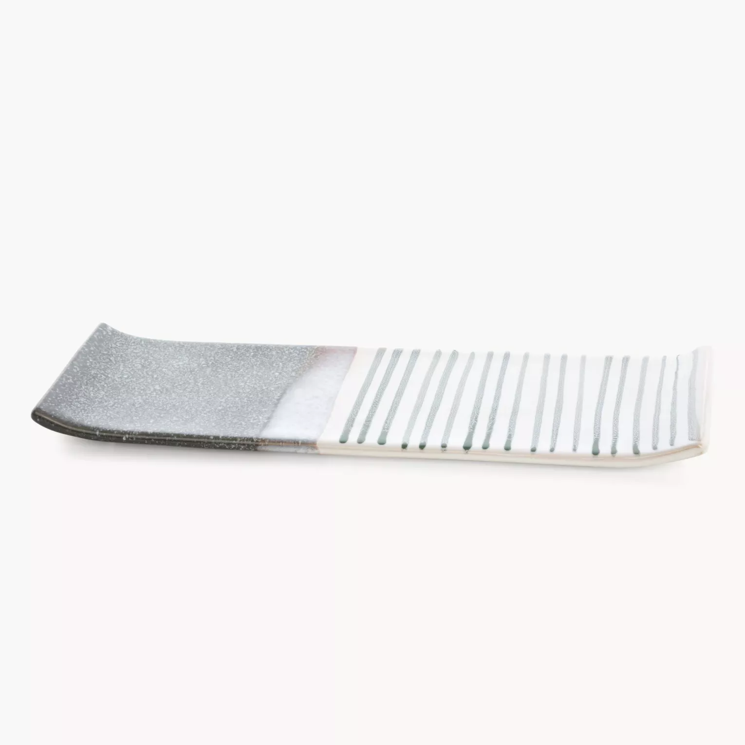 Patera dekoracyjna biało, popielata 39x12x3 cm VIKI